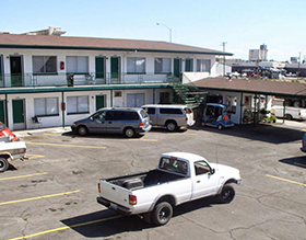 Old Towne Lodge exterior on Main Avenue in Twin Falls